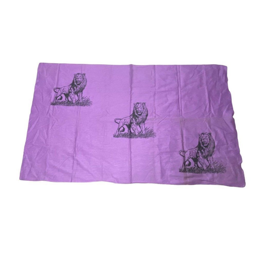 Vintage Purple Cotton Wall Hanging Safari Lion Tapestry 64x40” Scarf Wrap Fabric